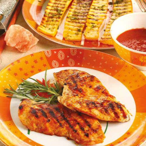 barbecue-csirkemell meleg cukkinivel