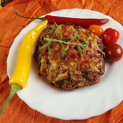 Zöldséges húsos minipizza