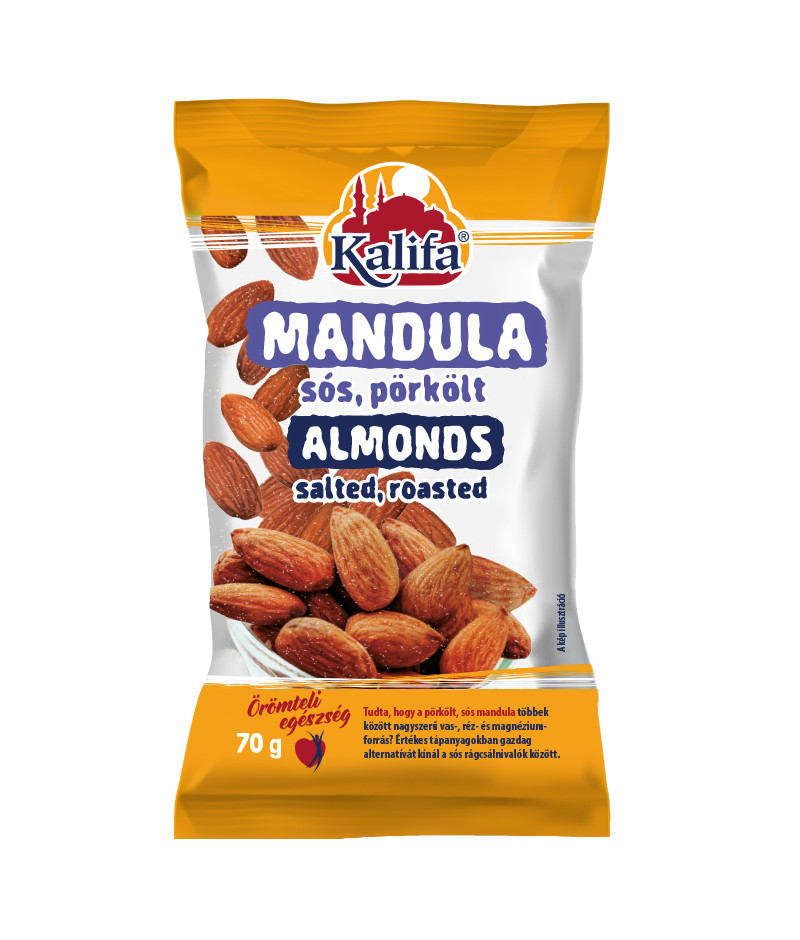 Mandula héjas, sós-pörkölt 70g Kalifa Mandula héjas, sós-pörkölt 70g Kalifa
