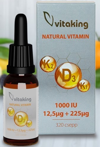 D3+K2+K1 vitamin csepp 10ml (160 adag) Vitaking D3+K2+K1 vitamin csepp 10ml (160 adag) Vitaking