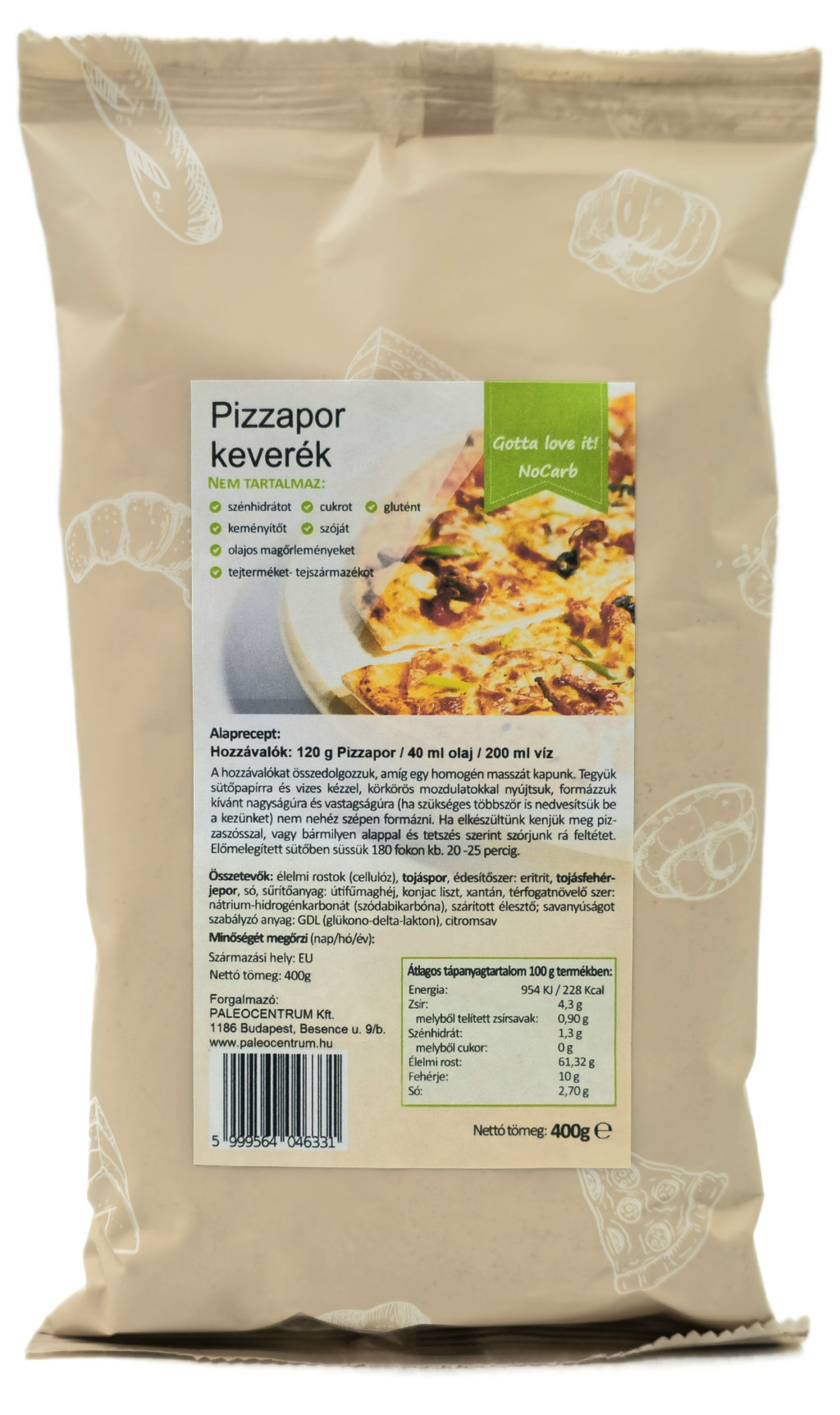 Pizzapor keverék 400g NoCarb Gotta love it! Pizzapor keverék 400g NoCarb Gotta love it!