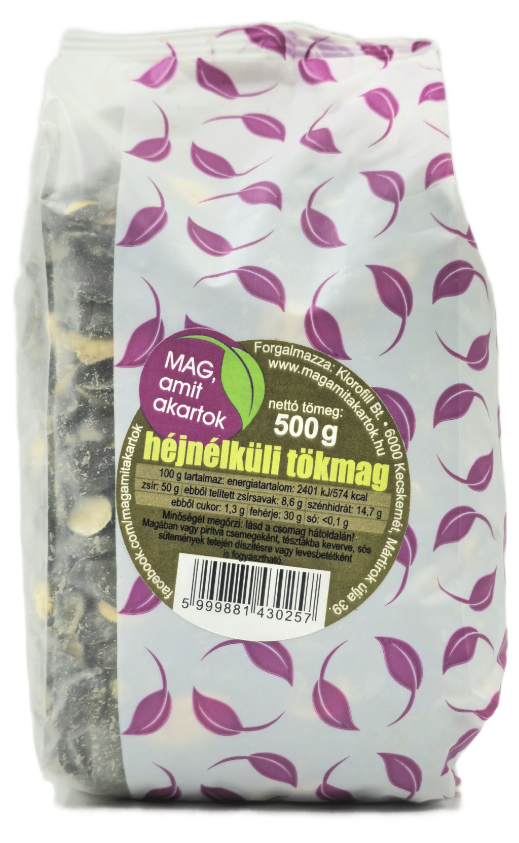 Tökmag héj nélküli 500g Klorofill Tökmag héj nélküli 500g Klorofill
