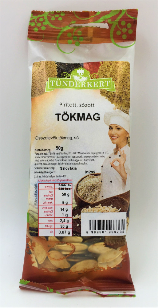 Tökmag pirított, sós, héjas 50g Tündérkert Tökmag pirított, sós, héjas 50g Tündérkert