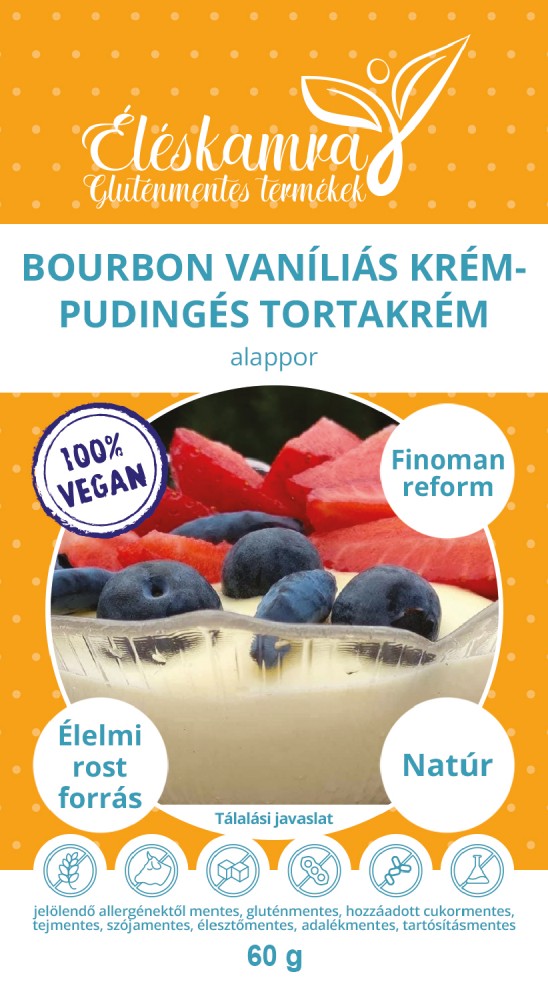 Vegán bourbon vaníliás krémpudingpor 60g Éléskamra Vegán bourbon vaníliás krémpudingpor 60g Éléskamra
