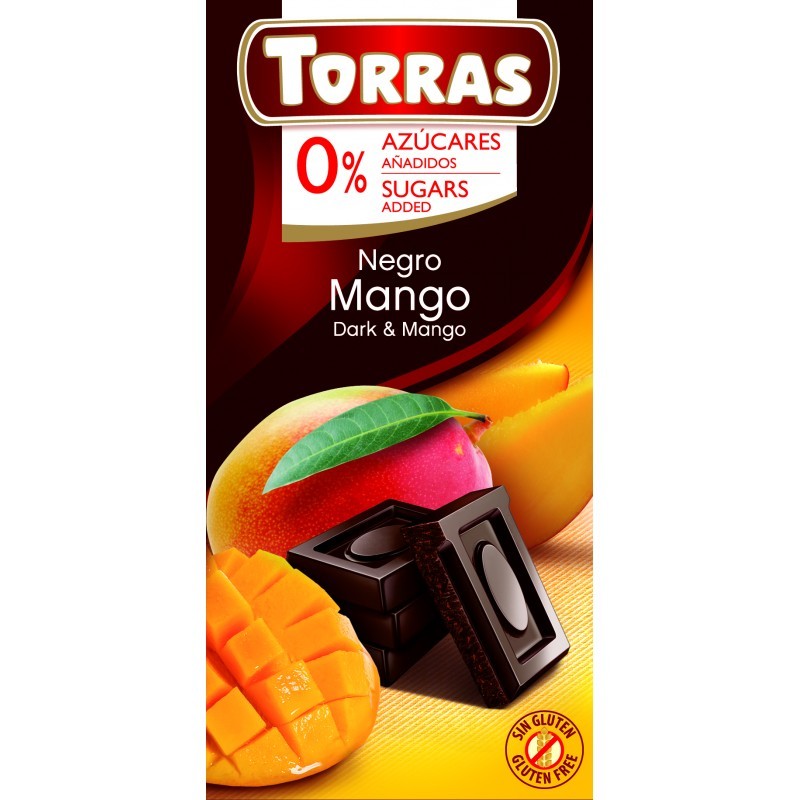 Mangós étcsokoládé maltitollal 75g TORRAS Mangós étcsokoládé maltitollal 75g TORRAS